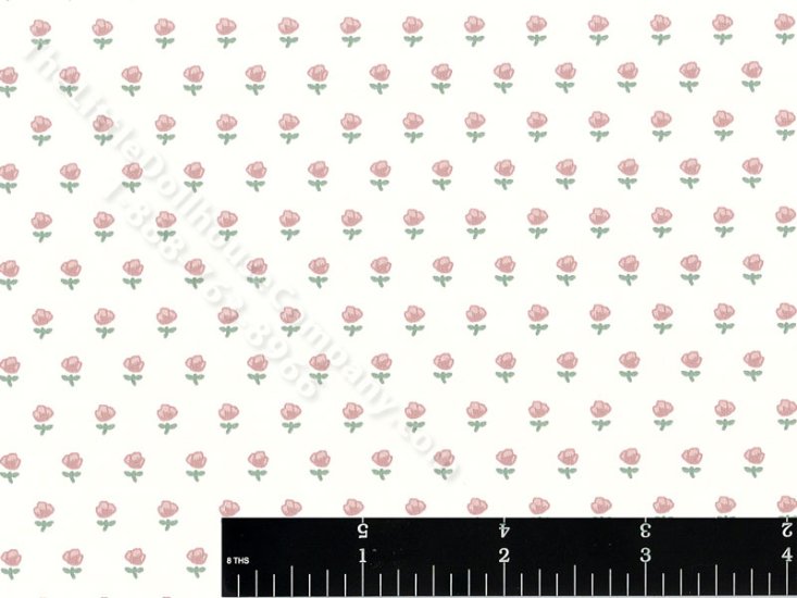 (image for) Pink Roses on Cream Miniature Wallpaper for Dollhouses
