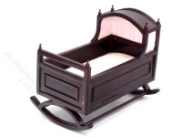 (image for) Miniature Mahogany Cradle with Curtains for Dollhouses