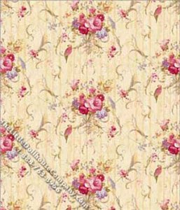 (image for) Dollhouse Scale Model Wallpaper Rhonda Rose on Gold Pattern