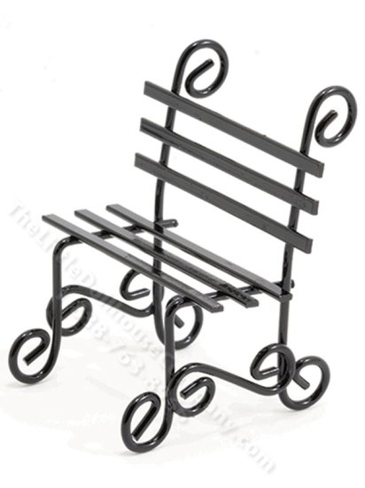 (image for) Miniature Black Metal Garden Bench for Dollhouses