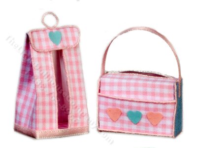 (image for) Miniature Pink Diaper Bag Set for Dollhouses