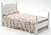 (image for) Miniature Pink and White Floral Pattern Single Bed