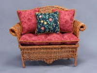 (image for) Miniature Brown Wicker Sofa for Dollhouses