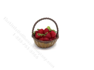 (image for) Handmade Miniature Basket of Strawberries for Dollhouses