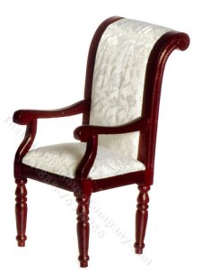 (image for) Miniature Mahogany Armchair With White Fabric