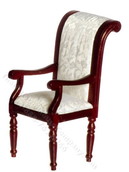 (image for) Miniature Mahogany Armchair With White Fabric
