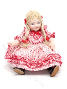 (image for) Miniature Porcelain Toddler Girl in Red