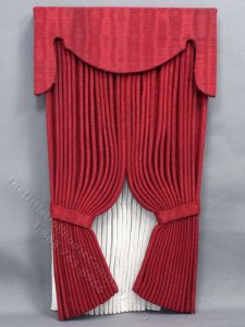 (image for) Miniature Red Drapes and Valance for Dollhouses