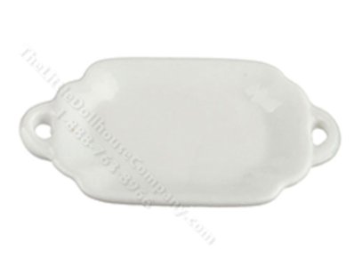 (image for) Miniature Bevelled White Ceramic Tray for Dollhouses