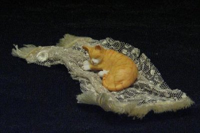 (image for) Dollhouse Scale Model Naughty Kitty on Throw by Janet