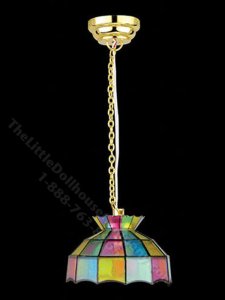 (image for) Miniature LED Tiffany Hanging Light with Wand for Dollhouse