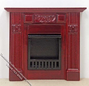 (image for) Miniature Elizabethan Mahogany Fireplace for Dollhouses