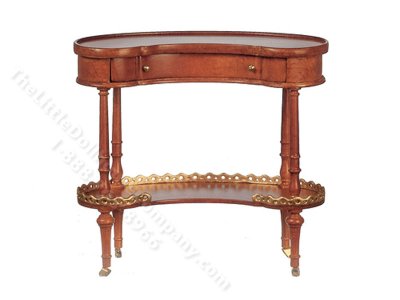 (image for) Miniature Curved Walnut Table for Dollhouses