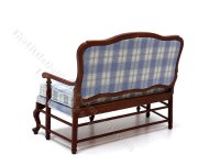 (image for) Bespaq Design Miniature Blue Check Walnut Sofa for Dollhouses