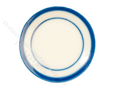 (image for) Miniature White Ceramic Plate with Blue Rings