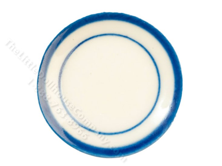 (image for) Miniature White Ceramic Plate with Blue Rings