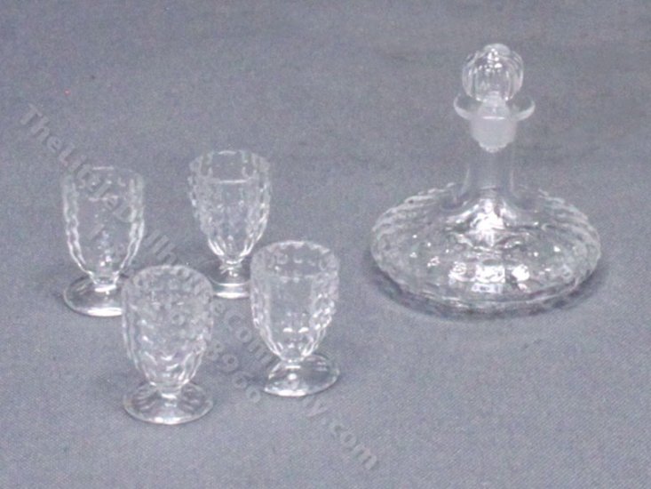 (image for) Miniature Hobnail Glass Decanter Set by Ferenc Albert