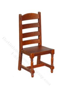 (image for) Miniature Ladder Back Chair for Dollhouses, Walnut