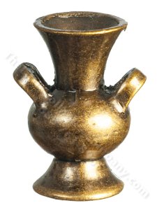 (image for) Miniature Antique Brass Hurricane Vase w/ Handles for Dollhouse