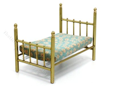 (image for) Vintage 1/2" Miniature Brass Bed for Dollhouses