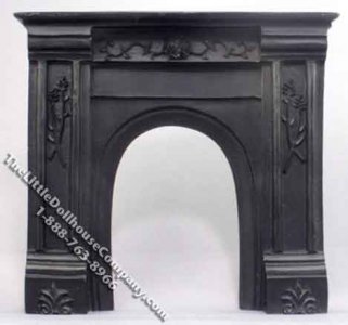 (image for) Miniature Black Fireplace for Dollhouses