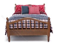 (image for) Miniature Modern White Bed Dressed in Red and Navy Plaid