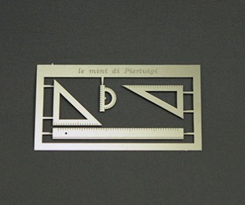 (image for) Dollhouse Scale Model Set of Squares, Rulers and Goniometer