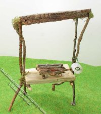 (image for) Miniature Outdoor Rustic Toilet Bench w/Lid for Dollhouses
