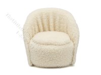 (image for) Miniature Faux Sherpa Round Chair for Dollhouses - White