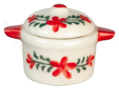 (image for) Miniature Red Flowers Ceramic Pot for Dollhouses