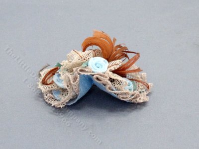 (image for) Vintage Miniature Blue and Pink Lace Hat for Dollhouses