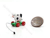 (image for) Miniature Cow Pull Toy by Keenderson for Dollhouses