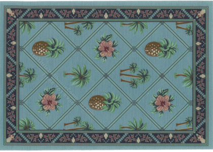 (image for) Miniature Medium Scale Rug with Trellis Featuring Pineapples