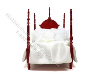 (image for) Dollhouse Miniature 4-Poster Bed with Linens