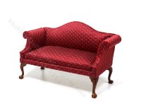 (image for) Miniature 3 piece Red Damask Camelback Living Room Set for Dollhouses