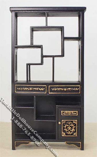 (image for) Miniature Black Curiosity Cabinet for Dollhouses