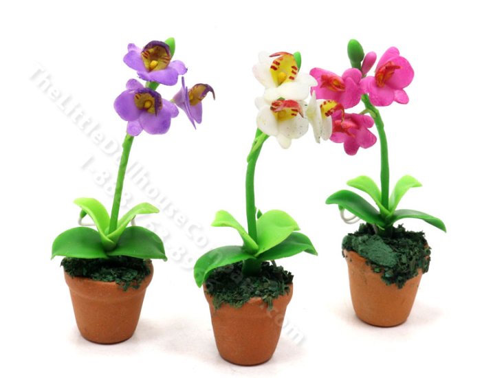 (image for) Miniature Potted Orchid Flowers for Dollhouses (1pc)