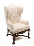 (image for) Miniature White Jacquard Wingback Chair for Dollhouses - Walnut