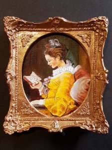 (image for) Miniature Handpainted Frogonard 'A Young Girl Reading'