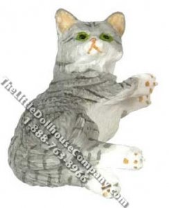 (image for) Dollhouse Scale Model Laying Gray Cat