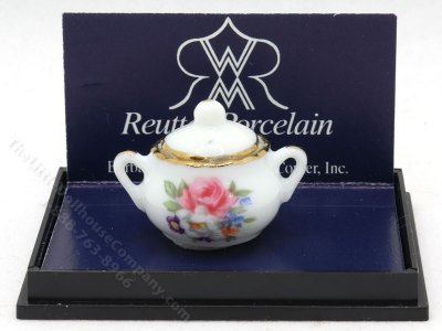 (image for) Miniature Dresdner Rose Pattern Porcelain Sugar Bowl