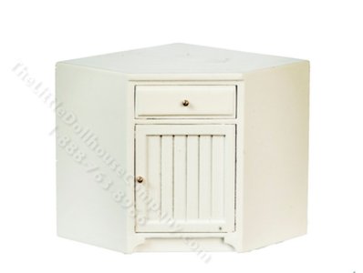 (image for) Miniature White Kitchen Bottom Corner Cabinet for Dollhouses