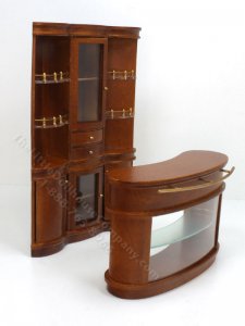 (image for) Miniature Walnut Back Bar and Low Demilune Bar