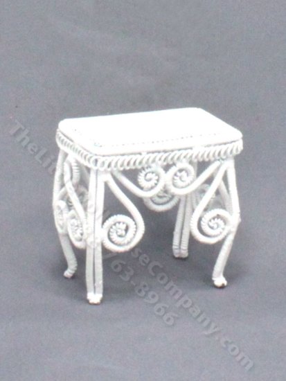 (image for) Miniature White Wire Vanity Stool for Dollhouses