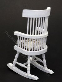 (image for) Vintage Miniature Shabby White Windsor Rocking Chair with Cushion