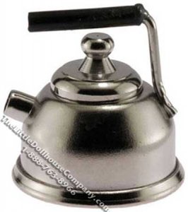 (image for) Dollhouse Scale Model Chrome Tea Kettle