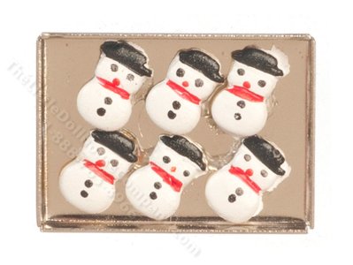(image for) Miniature Snowman Cookies On Baking Sheet for Dollhouses