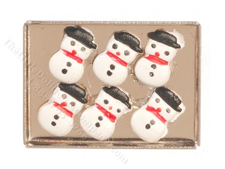 (image for) Miniature Snowman Cookies On Baking Sheet for Dollhouses