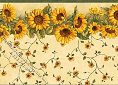 (image for) Dollhouse Scale Model Wallpaper Sunflowers - Gold Floral