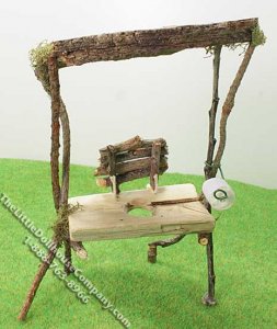 (image for) Miniature Outdoor Rustic Toilet Bench w/Lid for Dollhouses